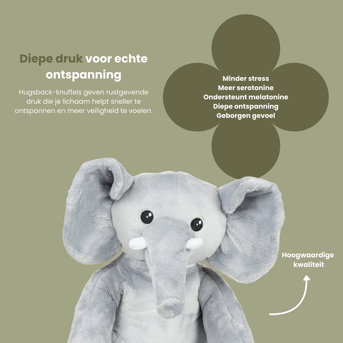 Éléphant – Peluche lestée – Câlins – Peluche lestée