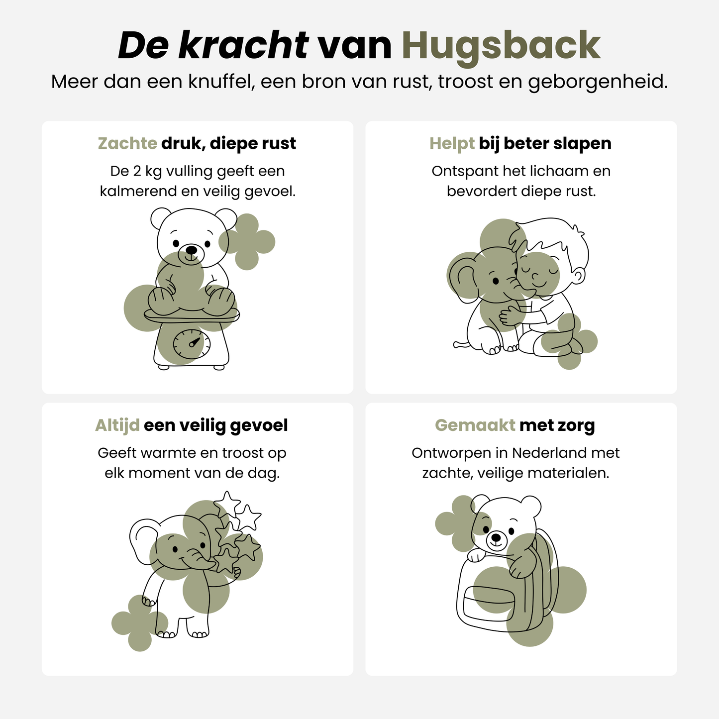 Ours + Éléphant – Peluche lestée - Hugsback - Peluches lestées