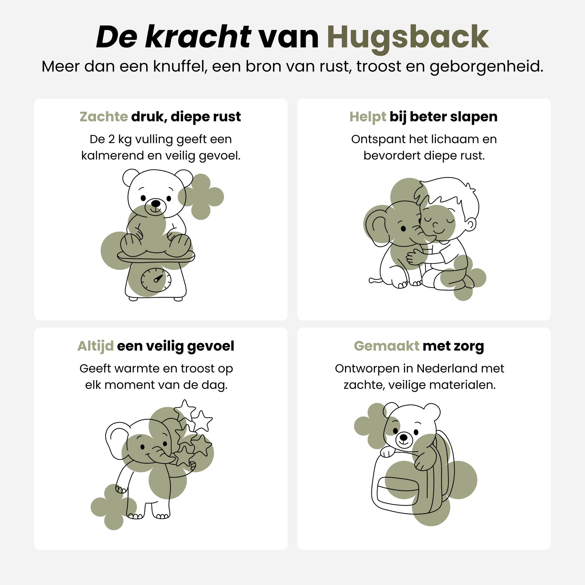Ours + Éléphant – Peluche lestée - Hugsback - Peluches lestées