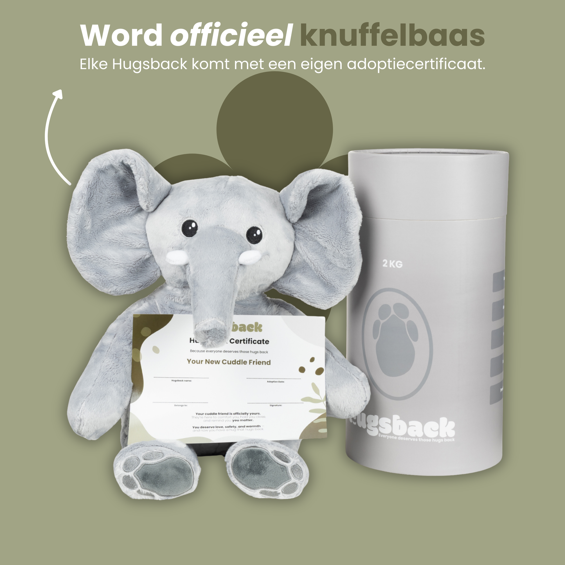 Éléphant – Peluche lestée – Câlins – Peluche lestée