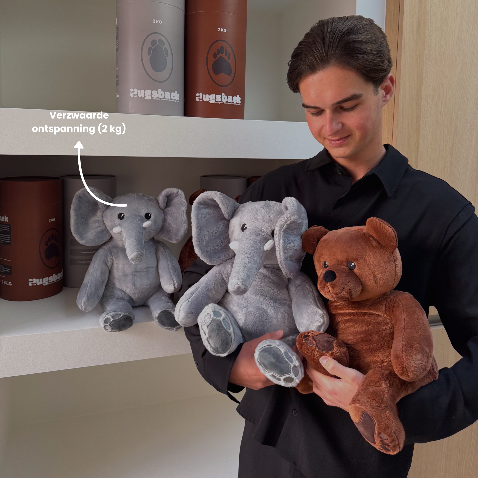 Ours + Éléphant – Peluche lestée - Hugsback - Peluches lestées