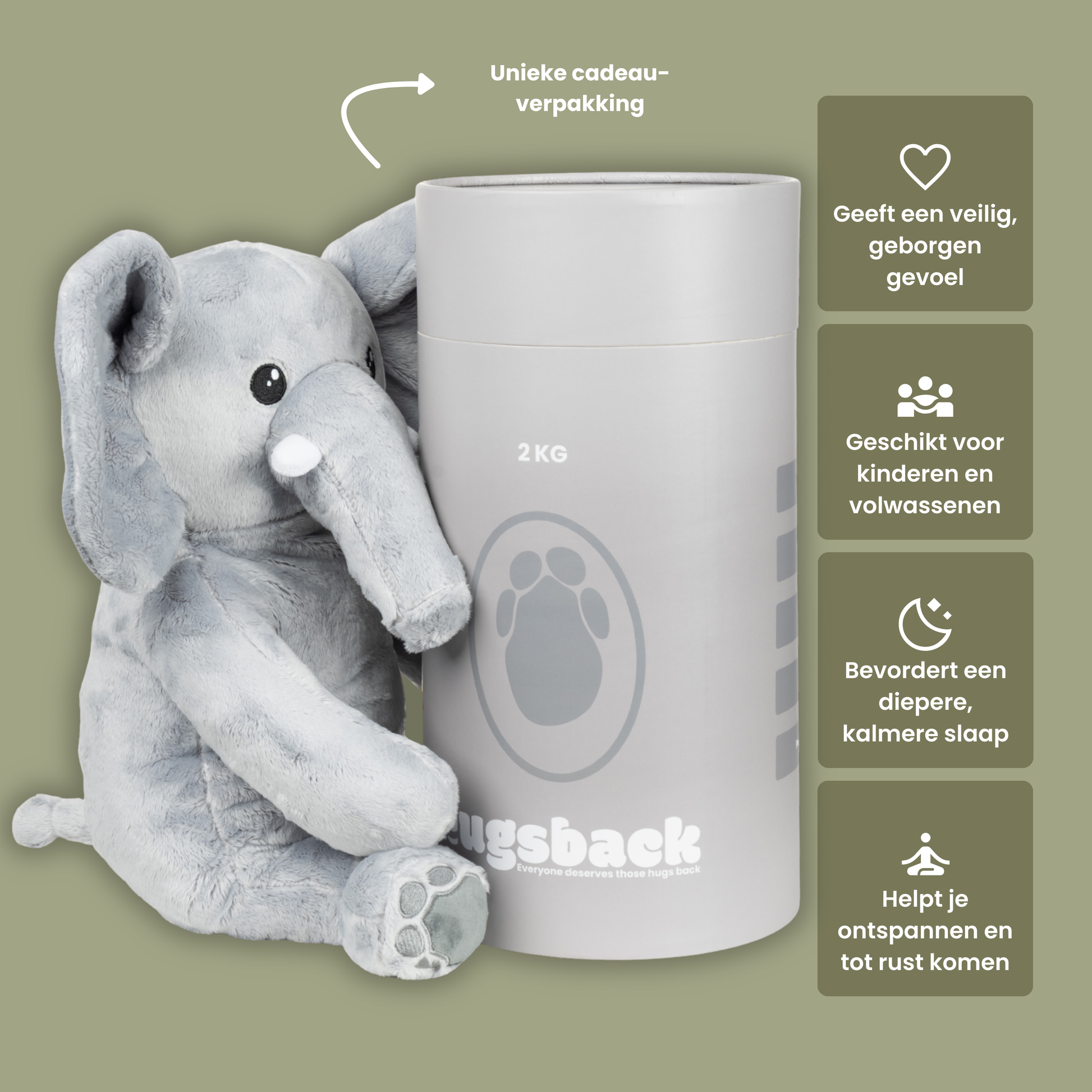 Éléphant – Peluche lestée – Câlins – Peluche lestée