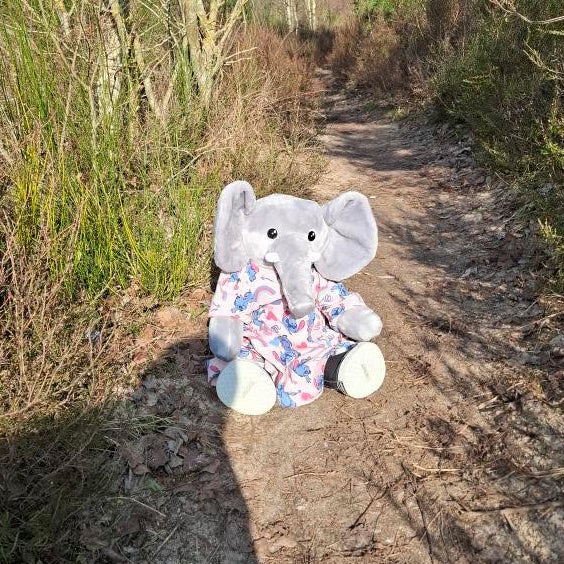 eeveeandfriends2025 op pad met hugsback verzwaarde olifant knuffel