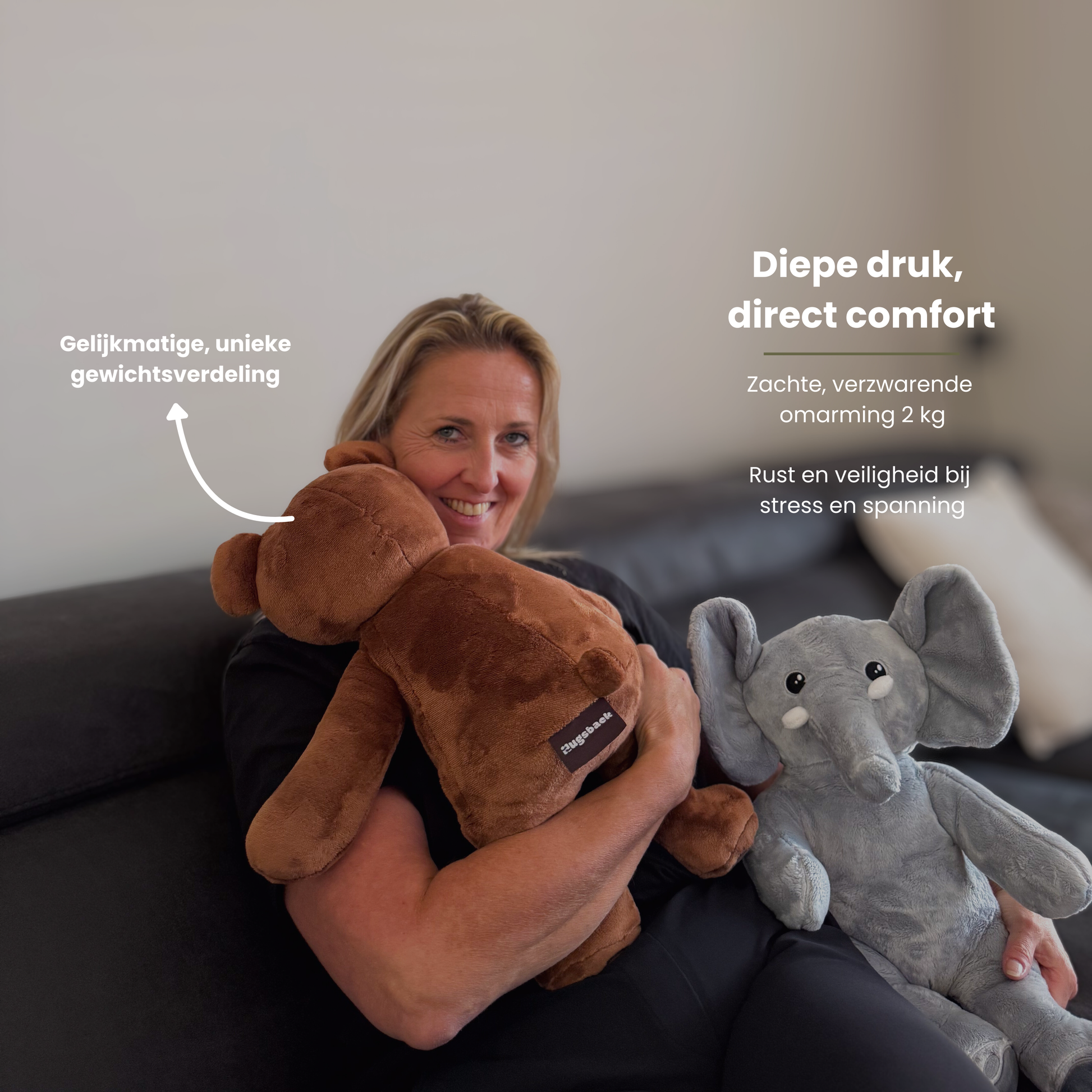 Ours + Éléphant – Peluche lestée - Hugsback - Peluches lestées