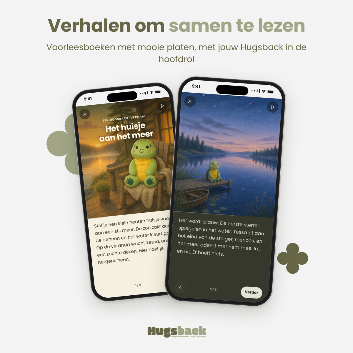 Stories to read together in the Hugsback app: picture books with beautiful illustrations, starring your own Hugsback