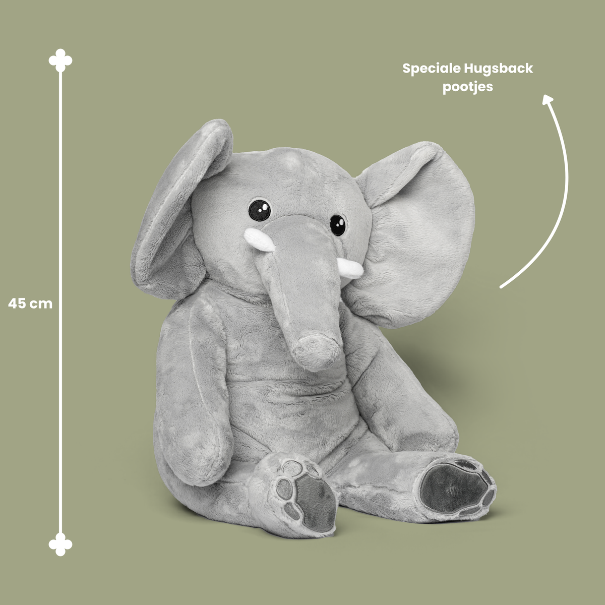 Tyngdebamsen elefant er 45 cm høj og har særlige Hugsback-poter