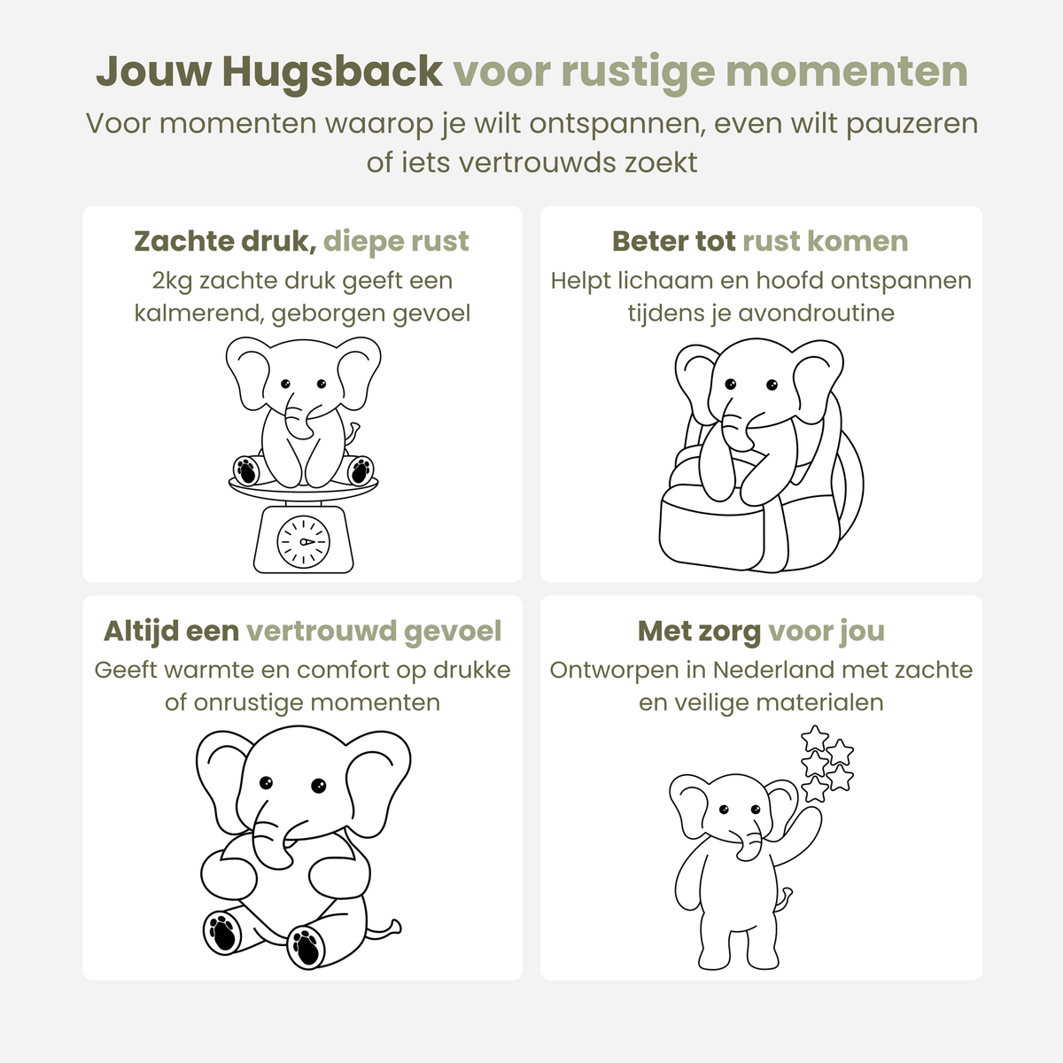 Infografik: sådan hjælper tyngdebamsen elefant med ro og afslapning