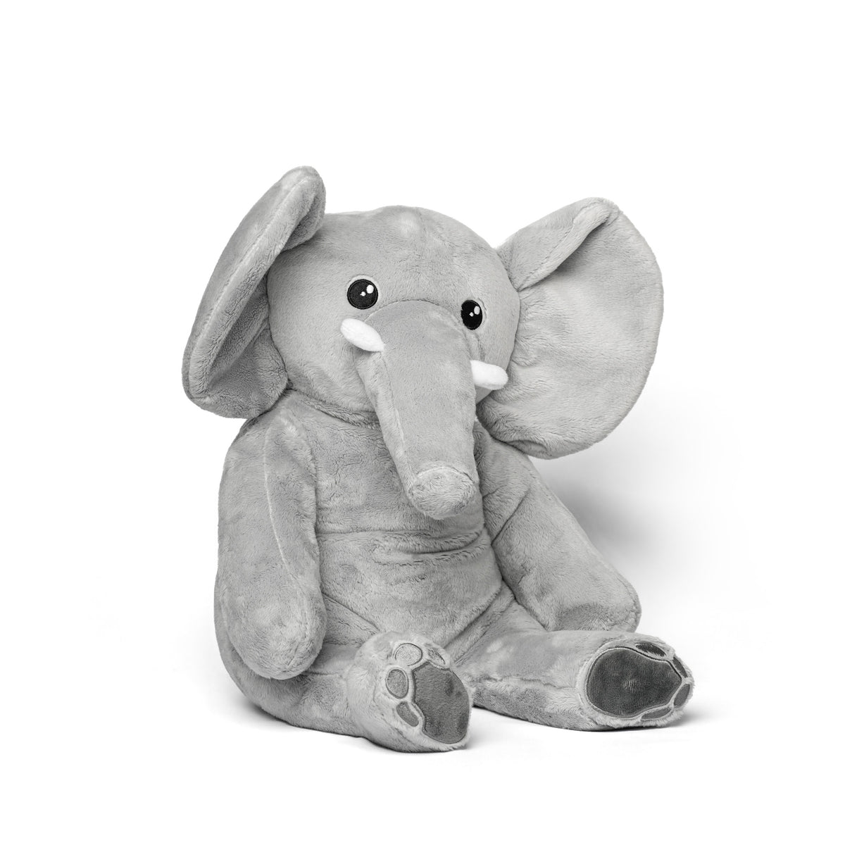Hugsbacks tyngdebamse elefant, set fra siden på hvid baggrund