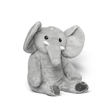 Hugsbacks tyngdebamse elefant, set fra siden på hvid baggrund