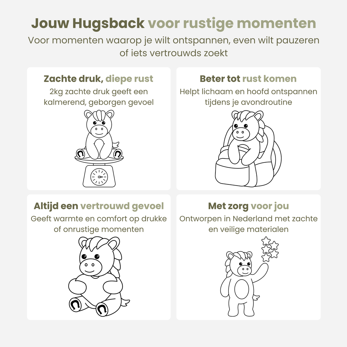 Infografik: sådan hjælper tyngdebamsen hest med ro og afslapning
