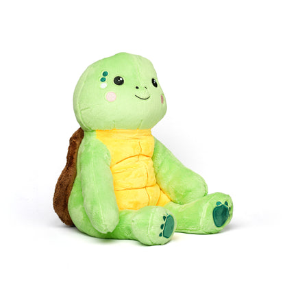 Hugsbacks tyngdebamse skildpadde, set fra siden på hvid baggrund